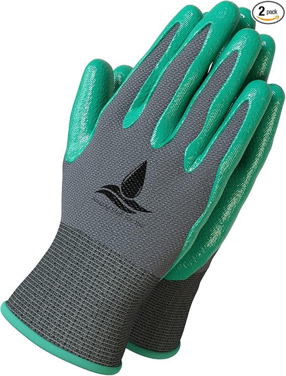 Garden Gloves Women and Men 2 pairs, Super Grippy Texture for Gardening and Work Activities - S,M,L Sizes (Small)