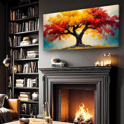 Abstract Wall Art Canvas Print Tree of Life Painting Bathroom Decor Paintings Modern Style Living Room Bedroom Office Home Kitchen Decor Nature Landscape Artwork Wooden Frame 20x40 inches