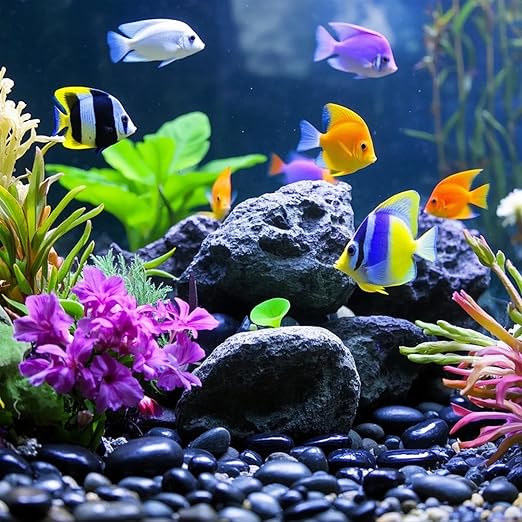 Pebbles for Indoor Plants, 2lbs Black River Rocks 1-2 Inch Decorative Pebbles for Planters, High Polished Stones for Vase Filler Fish Tank Landscaping Garden