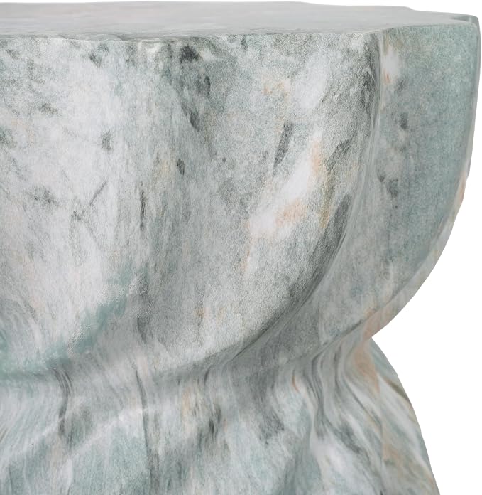 Christopher Knight Home 19.29 Inch Modern Outdoor Faux Concrete Side Table, Patio End Table with Fluted Hourglass Design, Accent Table for Garden Balcony Poolside