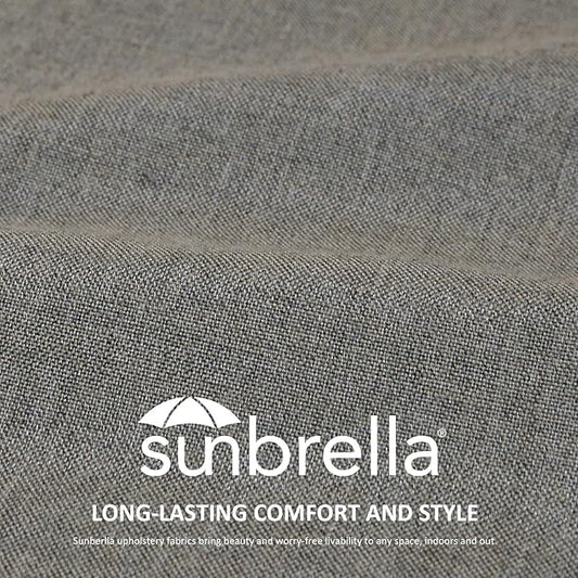 Sunbrella Outdoor Chair Cushions Set, 24" x 24", Set of 2, Water-Repellent, Fade Resistant, Deep Seat Bottom and Back Cushion for Backyard, Couch, Sofa and Patio Furniture, Cast Shale