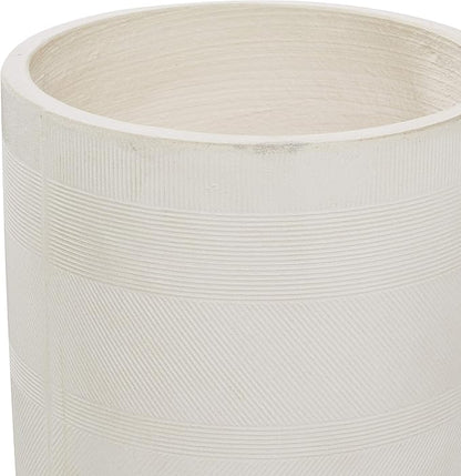Deco 79 Magnesium Oxide Indoor Outdoor Large Pot with Wood Legs, Set of 2 Planters 16", 13"H, White