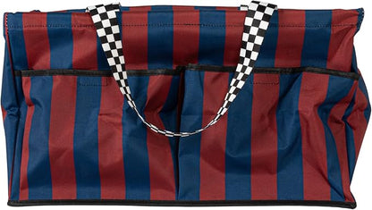 Household Essentials Red and Blue Striped All-Purpose Utility Tote with Pockets