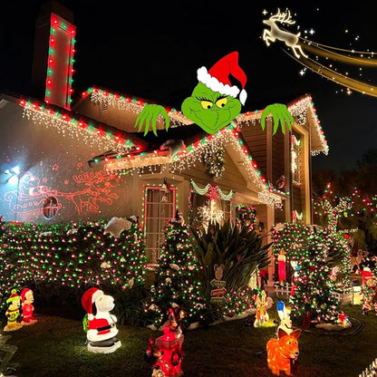 YEGUO 4 Pack Red and Green Solar Fairy Lights, Each 33ft 100 LED Christmas Lights Outdoor Waterproof, 8 Modes Sliver Wire Solar String Lights