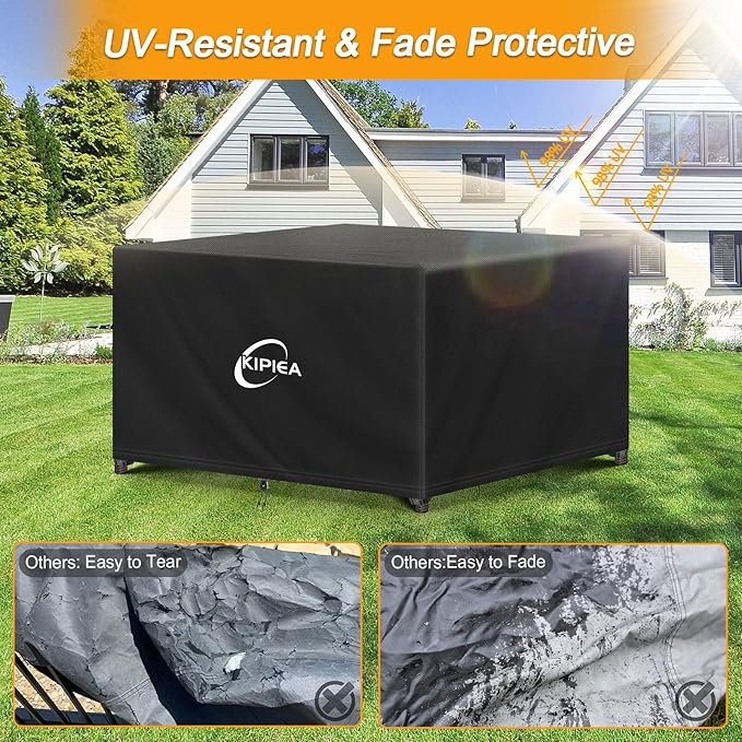 Kipiea Patio Furniture Covers Waterproof Winter, Heavy-Duty 420D Outdoor Patio Furniture Set Covers, No Tears Anti UV No Fading (49" L x 49" W x 28" H)