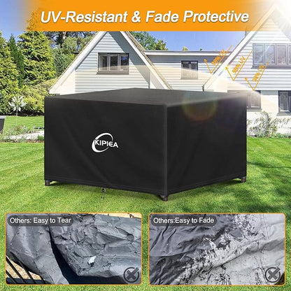 Kipiea Patio Furniture Covers Waterproof Winter, Heavy-Duty 420D Outdoor Patio Furniture Set Covers, No Tears Anti UV No Fading (49" L x 49" W x 28" H)