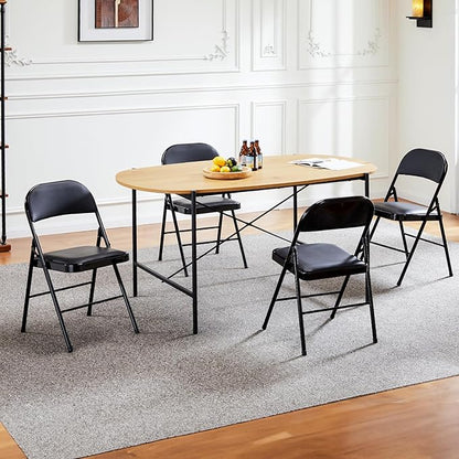 Sweetcrispy Folding Chair 10 Pack, Leather Padded Folding Chairs, Sturdy Metal Foldable Chairs, Easy to Use and Store, Outdoor and Indoor, for Home, Office, Party, Comfy