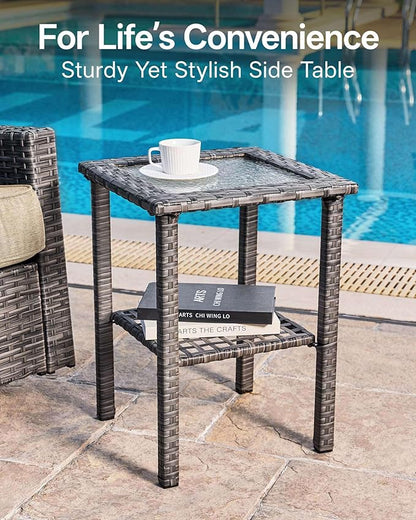 Luxury 7-Piece Patio Furniture Set with 6-Inch Thick Cushions, Outdoor Couch and Swivel Rocker Chairs, Wicker Conversation Set for Porch, Deck, Yard, Pool in Beige