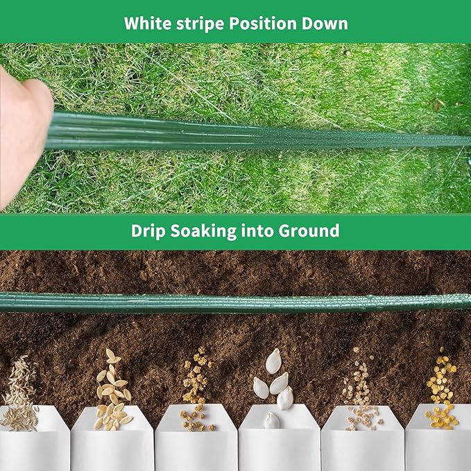 Watoo 2026 Sprinkler Hose & Soaker Hose for Yard - 75 FT Reinforced Flat Garden Hose with Holes, Heavy Duty No-Kink Lawn Irrigation Hose (Includes Stakes, High Pressure Spray)