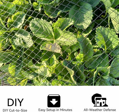 Bird Netting for Garden 15x20 Ft, 1/2 Inch Mesh Heavy Duty Garden Netting for Plants, Fruit Trees & Blueberries, UV Resistant Outdoor Protection Against Birds, Squirrels, Deer & Poultry