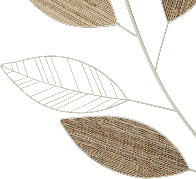 Deco 79 Metal Leaf Home Wall Decor Wall Sculpture, Wall Art 21" x 2" x 36", Brown