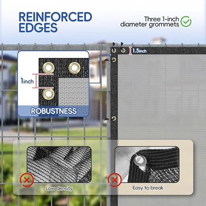 4'x232' Privacy Fence Screen Net Fencing 90% Privacy Blockage Windscreen Fence Cover with Copper Grommet for Patio Backyard Garden Swimming Pool, Zip Ties Included, Light Gray