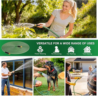 Garden Hose 100 ft Flexible Non-Expandable Water Hose Kink-Free Ultra Lightweight Leak-Proof Durable Portable Wear-Resistant Hoses Pipe with 3/4" Brass Fittings for Outdoor Yard Lawn Car Wash