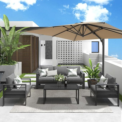 SUNVIVI OUTDOOR Patio Umbrella, Rectangular Patio Umbrella, Metal Pole Square Outdoor Umbrella with Crank and Push Button Tilt, Large Outdoor Umbrella with Polyester Canopy