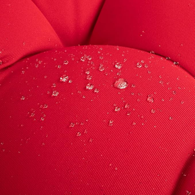 ARTPLAN Outdoor Chair Cushions,Set of 4,19"x19"x4" Patio Seat Pad Cushions with Ties,Wicker Tufed Outdoor Cushions for Patio Furniture,Red