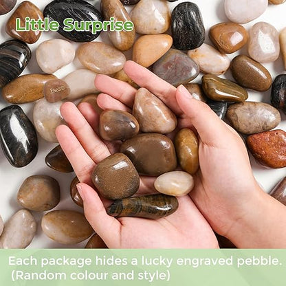 SIDONG 20 LB Mixed River Rocks, 0.4-1.2 Inches Highly Polished Pebbles for Indoor Plants, Decorative Stones for Plants, Fish Tank, Vases, Home Décor, Crafting, Garden Landscaping