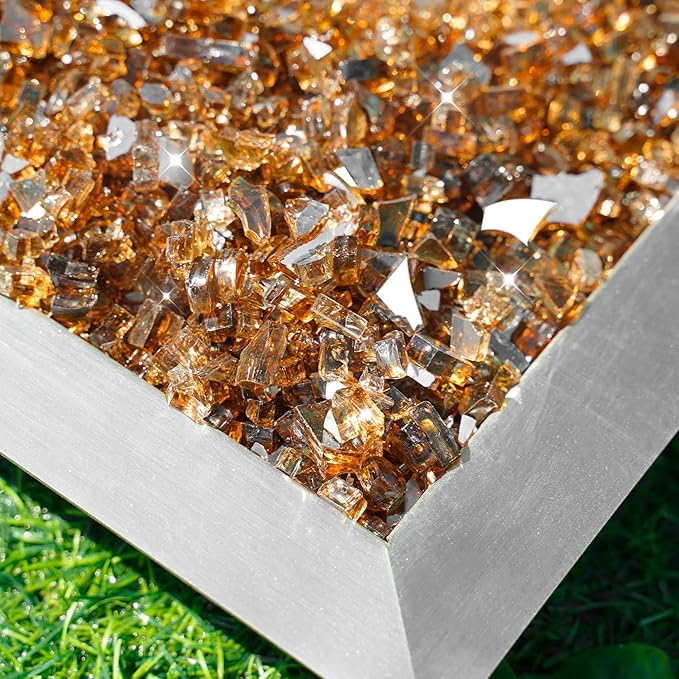Skyflame High Luster 15-Pound Reflective Fire Glass for Fire Pit Fireplace Landscaping, 1/4-Inch Copper Reflective
