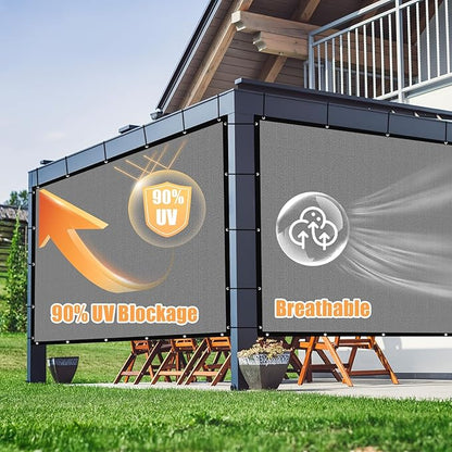 Amagenix 90% Sun Shade Cloth with Grommets, 8' x 12' Pergola Replacement Shade Cover Canopy Privacy Screen for Outdoor Patio Garden, Gray (We Customized)