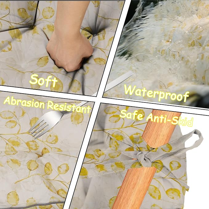 Porch Swing Cushion Three Seat, Waterproof Swing Cushions Replacement with Backrest, Outdoor Garden Furniture Patio 4" Thickened Cushions with Ties (Yellow Leaves, 40 x 63in)