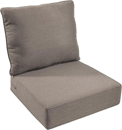 Outdoor Chair Cushion Set, 24x24 Waterproof Patio Chair Cushions, 6" Thickened Seat Cushion for Outdoor Chairs and Couch, Include 1 Back & 1 Seat Cushion, Thick/Grey