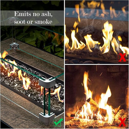 GASPRO 20 lbs Fire Glass for Propane Fire Pit, 1/2-Inch Decorative Firepit Glass Rock for Gas Fireplace