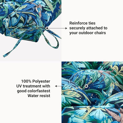 ARTPLAN Seat/Back Outdoor Chair Cushion,Set of 4 Patio Chair Cushion with Tie,Tufted Replacement for Patio Furniture,40x20x4 Inches,4 Count,Floral