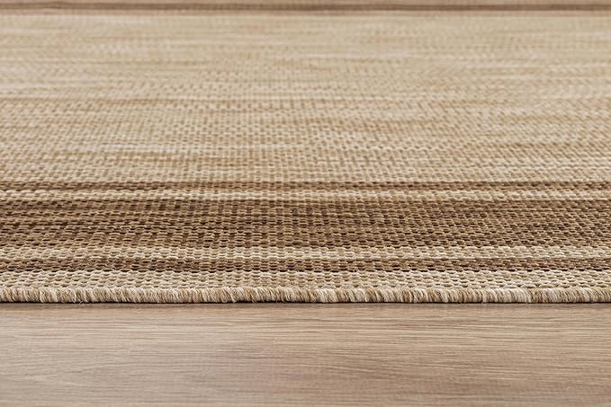 Beverly Rug Outdoor Rug 5x7 Modern Bordered Area Rugs for Indoor and Outdoor Patio Deck Porch Garden Waterproof Weather Sun Resistant Washable Outside Carpet (5 x 7 Jute)