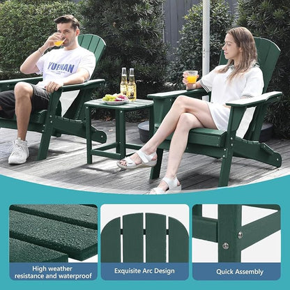 Adirondack Square Outdoor Side Table,2-Tier Storage Patio Side Table with Weatherproof HDPE Material Low