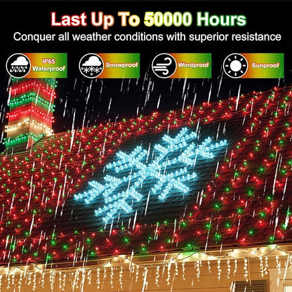 750 LED 240FT Christmas String Lights Outdoor, 12 Pro Modes and Timer Memory & Brightness, Plug in Outdoor Waterproof Clear Wire Twinkle Light for for Xmas Yard Tree Wedding Party Decor (Red & Green)