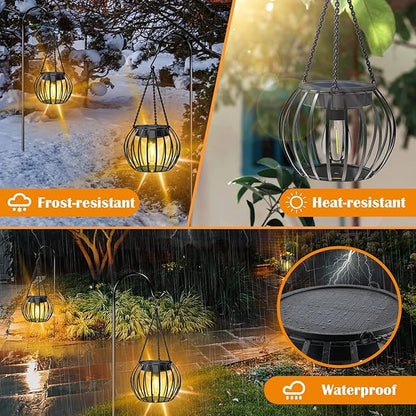 UBright 2 Pack 15" Solar Lights Outdoor Decorative Metal Solar Lanterns Outdoor Waterproof Hanging Lights for Outside Lanterns for Garden Yard Patio