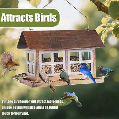 Bird Feeders for Outdoors, 6lb Large Capacity, Weatherproof | IWNTWY Bird Feeders, Heavy Duty Metal Bird Feeder for Outdoors Hanging, Weatherproof 6lb Large Capacity Wild Birdfeeder