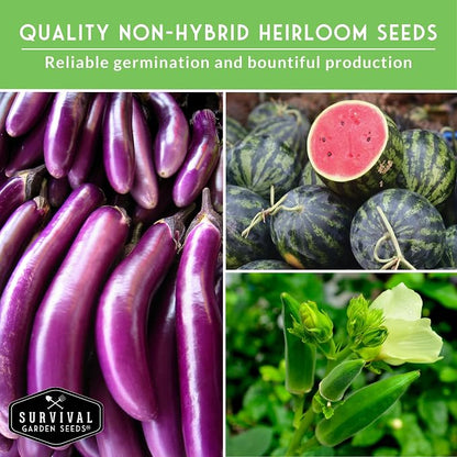 Southern Vegetable Seeds Collection – 15 Heirloom Heat Loving Vegetables Variety Pack for Planting – Okra, Collard Greens, Purple Hull Peas, Dent Corn – Survival Garden Seeds