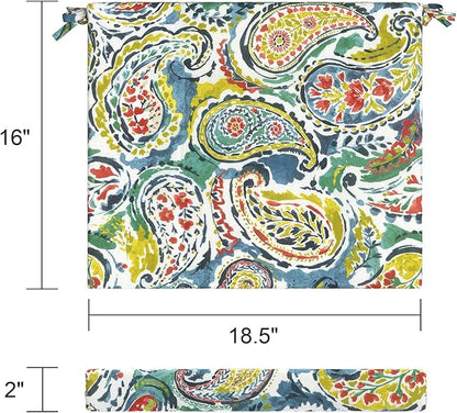 LVTXIII Outdoor Chair Cushions, Water Repellent Patio Furniture Cushions Outdoor Square Chair Pads with Ties for Dining Chairs and Garden Furniture Decoration, 18.5"x16"x2" Set of 4, Paradise Paisley