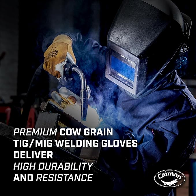 Caiman Genuine Top Cow Grain Leather Velcro� RevolutionTM Gloves (Large/Yellow)