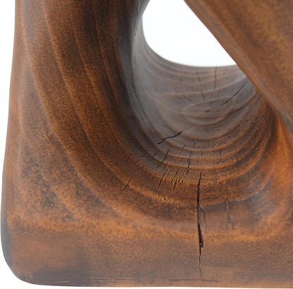 Christopher Knight Home Novi Outdoor Side Table, Twist-Shaped Decorative Accent Sofa Side End Table, Garden Stool for Patio Balcony Beach Pool, Lightweight Concrete, Wood-Like Texture, Antique Brown