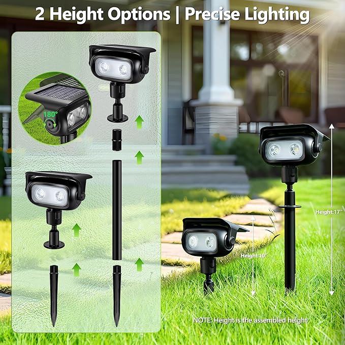 Brizled 4 Pack RGB Solar Spot Lights Outdoor, 360° Rotation 9 Colors & 11 Modes Color Changing Spotlights July 4th Outdoor Landscape Lights Solar Spot Landscaping Pathway Lighting for Path Garden Yard