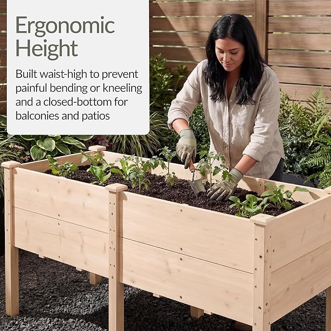 Best Choice Products 72" x 24" x 30" Raised Garden Bed with Extra Deep 16" Depth, Elevated Wood Planter Box Stand for Backyard, Patio, Balcony, Natural Fir Wood - Natural