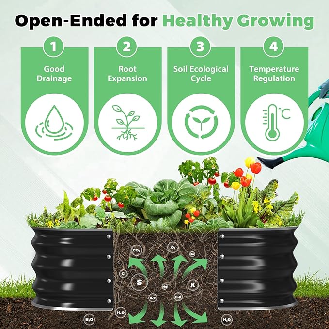 Galvanized Raised Garden Bed, 3x3x1ft Garden Planter Bed Outdoor, Heavy Duty Rustproof Steel Raised Bed Kit for Gardening Vegetables Fruits Flowers Grow Black