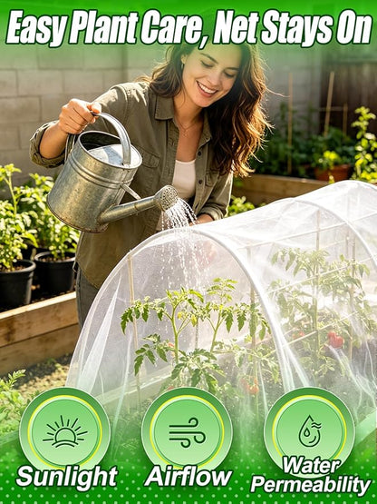 10x10ft Large Garden Netting - Ultra Fine Mesh Plant Covers to Keep Small Animals Pest Out, Bird Barrier Screen for Protecting Vegetables Fruits Flowers Raised Beds (Without Support Pole)