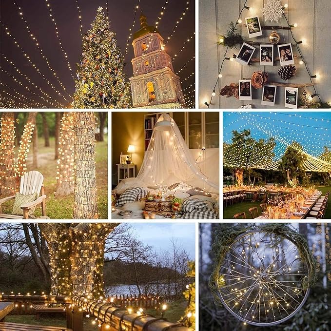 6 Pack 270FT Solar Christmas Lights Outdoor Waterproof, Super Bright 480 LED Solar String Lights with 8 Lighting Modes, Green Wire Solar Twinkle Tree Lights for Outside Xmas Party(Warm White)