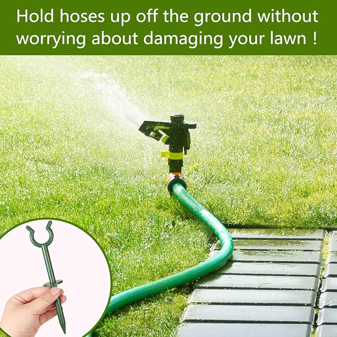 Taiyin 20 Pcs 1'' Garden Hose Holder Brackets Garden Guide Holder Decorative Outdoor Guide Stakes Support Spike Plant Tool to Keep off Lawn for Yard (Green)
