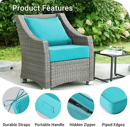 Outdoor Cushions for Patio Furniture,Outdoor Seat Cushion Set 24 x 24 x 4 Inch,Waterproof & Fade Resistant Outdoor Chair Cushions, Patio Chair Cushion, Tea