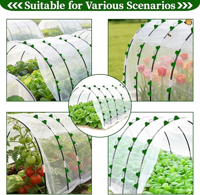 Garden Netting Kit for Raised Beds 10 x 33 FT Strong Mesh Netting 6 Sets of Fiberglass Garden Hoops Inscet Barrier Protection Net for Vegetable Plant Fruit Flowers