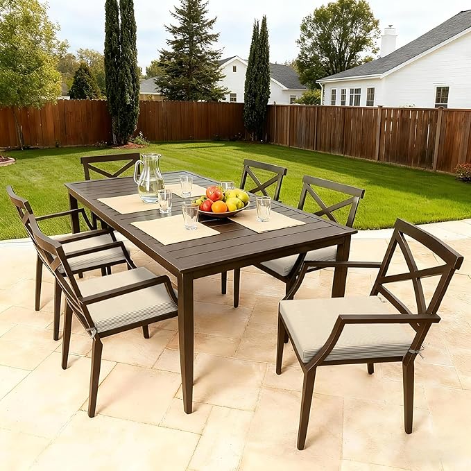 LVTXIII Outdoor Seat Cushions Set of 4 Square Corner Chair Cushions with Ties, Patio Chair Pads for Home Office and Patio Garden Furniture Decoration 19"x19"x2", Strip Beige