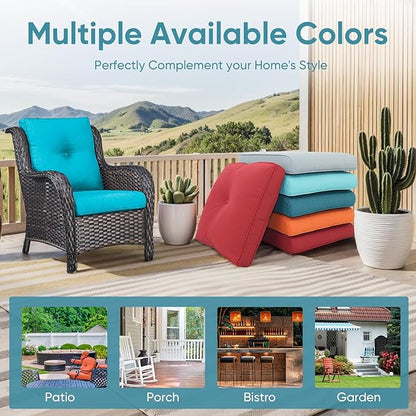 Patio Chair Cushions 5 Packs - Outside 22x24 High Back Water-Resistant Cushion with Zipper Cover for Outdoor Glider Rocking Chairs Loveseat 3-seat Couch Sofa – Teal/Buckle