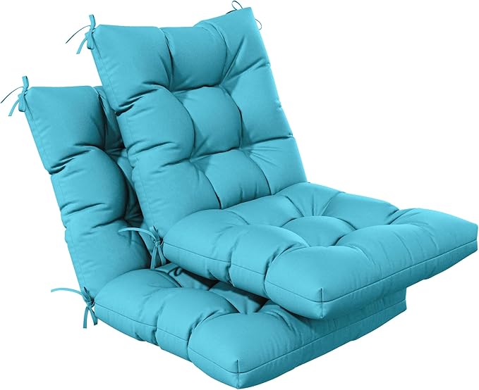 Patio Seat&Back Chair Cushions for Outdoor Furniture，Comfortable Cushions for Rocking/Dining/Lawn Chair-Set of 2