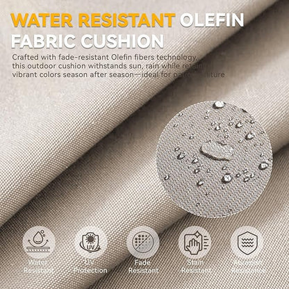 Patio Cushions for Outdoor Furniture - 22" x 25" x 4" UV Resistant Thick Foam Cushions Water Resistant Replacement Cushion for Outdoor Patio Furniture Chair/Sofa/Couch | Beige | 2-Pack |