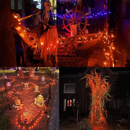 WATERGLIDE Extra Long 328 FT Halloween Lights, 1000 LED Outdoor Fairy String Light, Green PVC Copper Wire Christmas Lights, Plug in 8 Modes & Waterproof for Tree Party Home Yard Decor, Orange