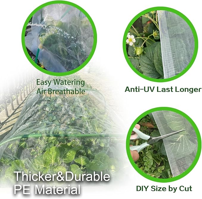 Garden Netting for Raised Bed 10'x 26', Mesh Netting Plant Covers, Bird Netting for Garden Protection, Plant Net Barrier, Screen for Row Cover, Vegetables, Fruits, Flowers
