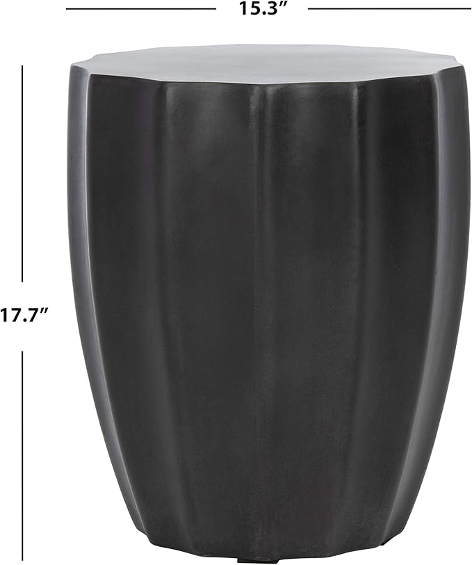 SAFAVIEH Outdoor Jaslyn Black Modern Concrete Round Accent Table